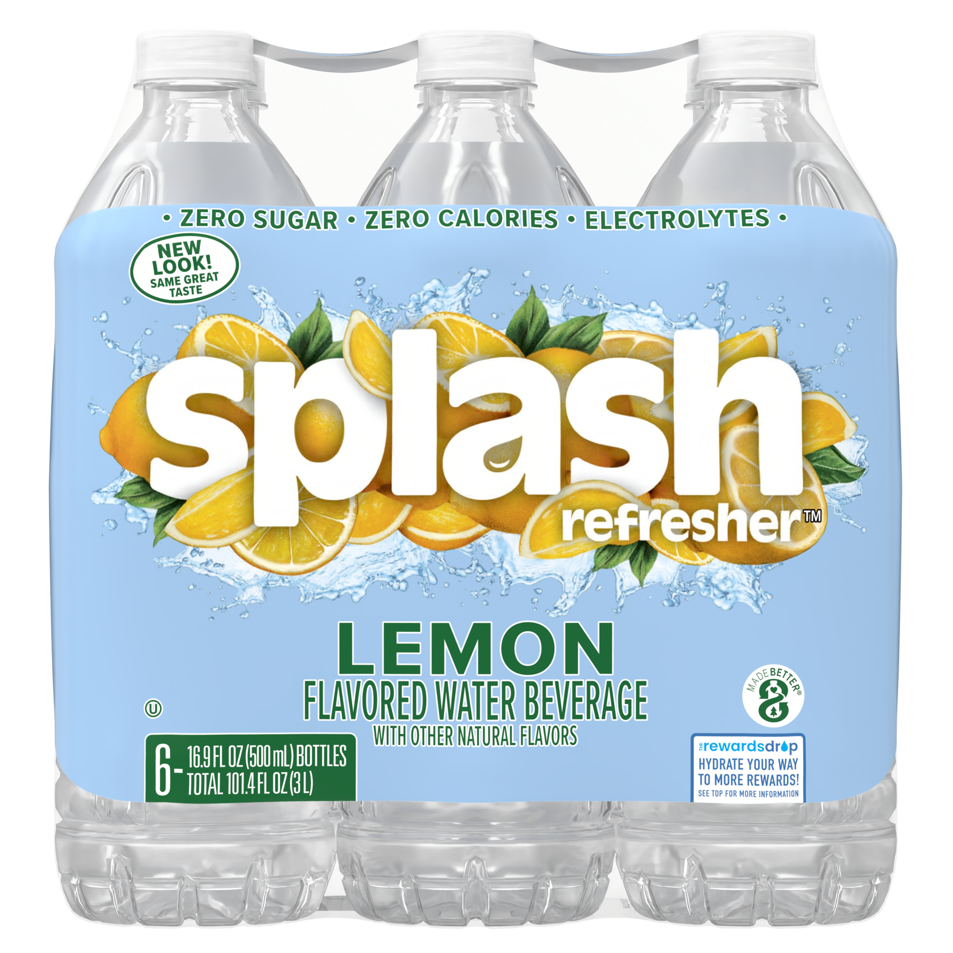 slide 3 of 4, Splash Blast, Flavored Water Beverage, Lemon Flavor, 16.9 FL OZ Plastic Bottles (6 Count), 16.9 fl oz