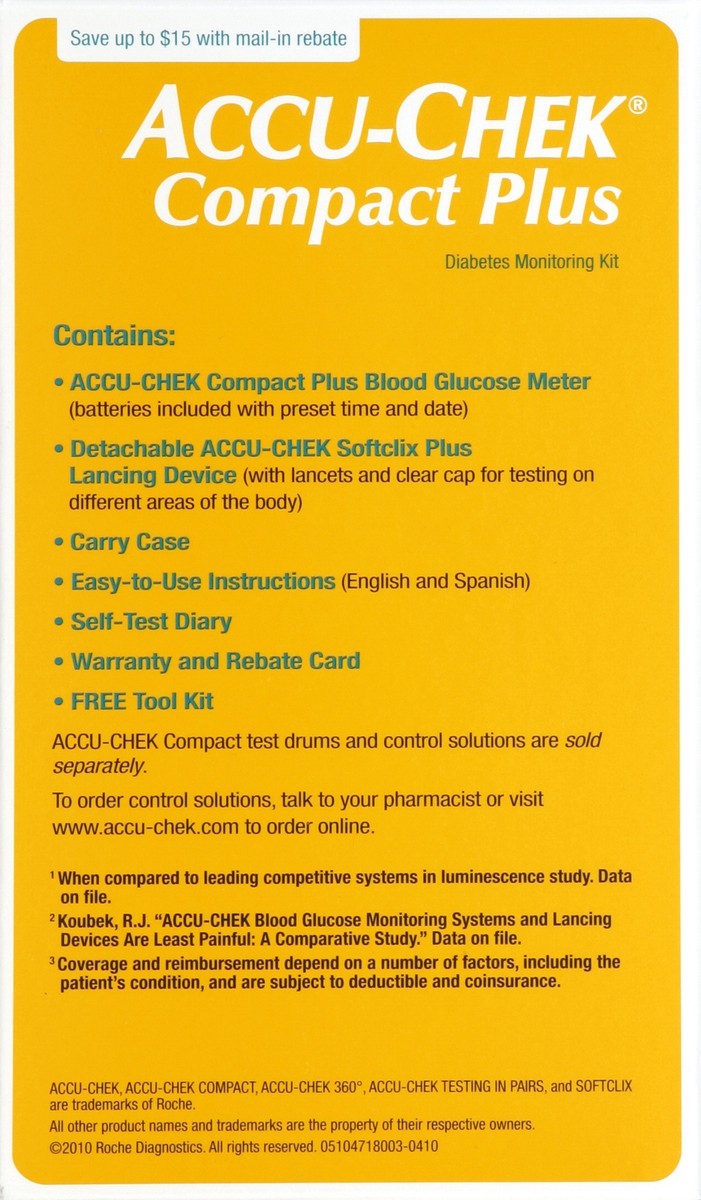 slide 3 of 4, Accu-Chek Compact Plus Blood Glucose Monitoring System Kit, 1 ct