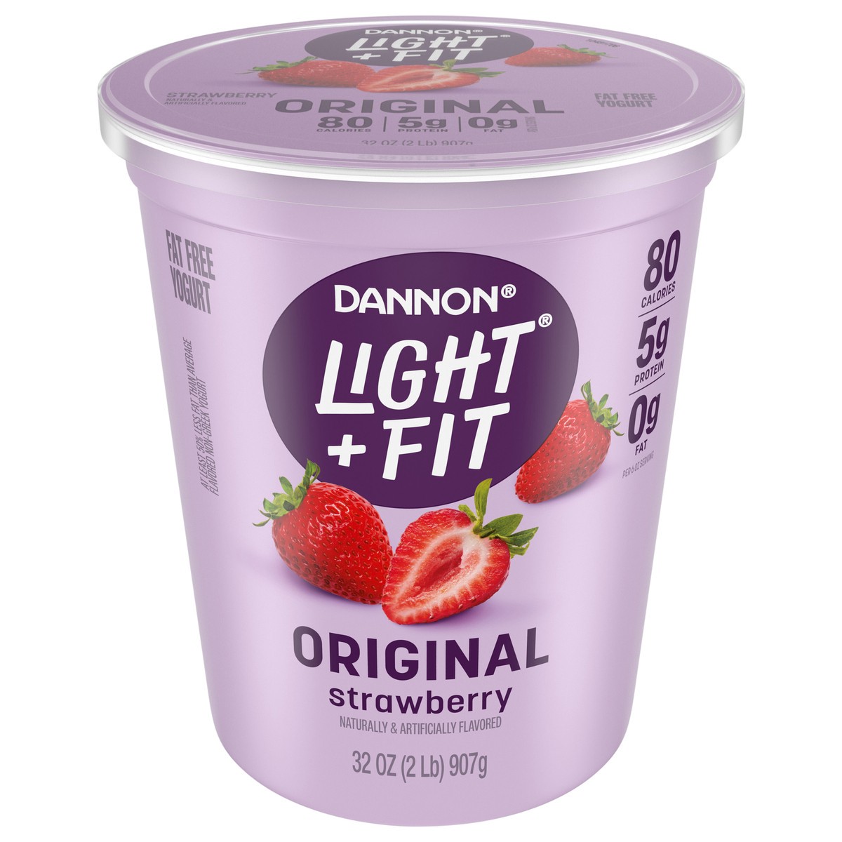 slide 1 of 1, Dannon Light + Fit Nonfat Gluten-Free Strawberry Yogurt, 32 Oz., 32 oz