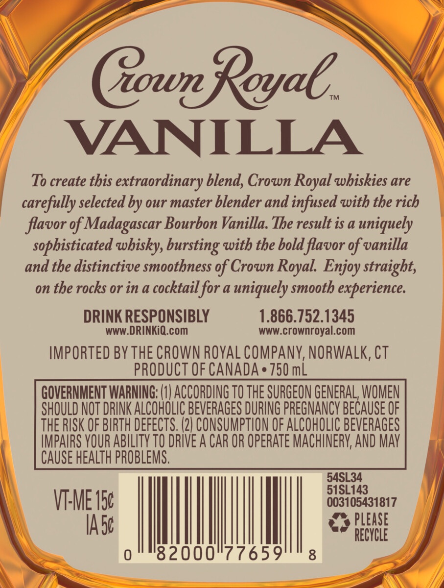 slide 2 of 6, Crown Royal Vanilla Canadian Whisky, 750 ml