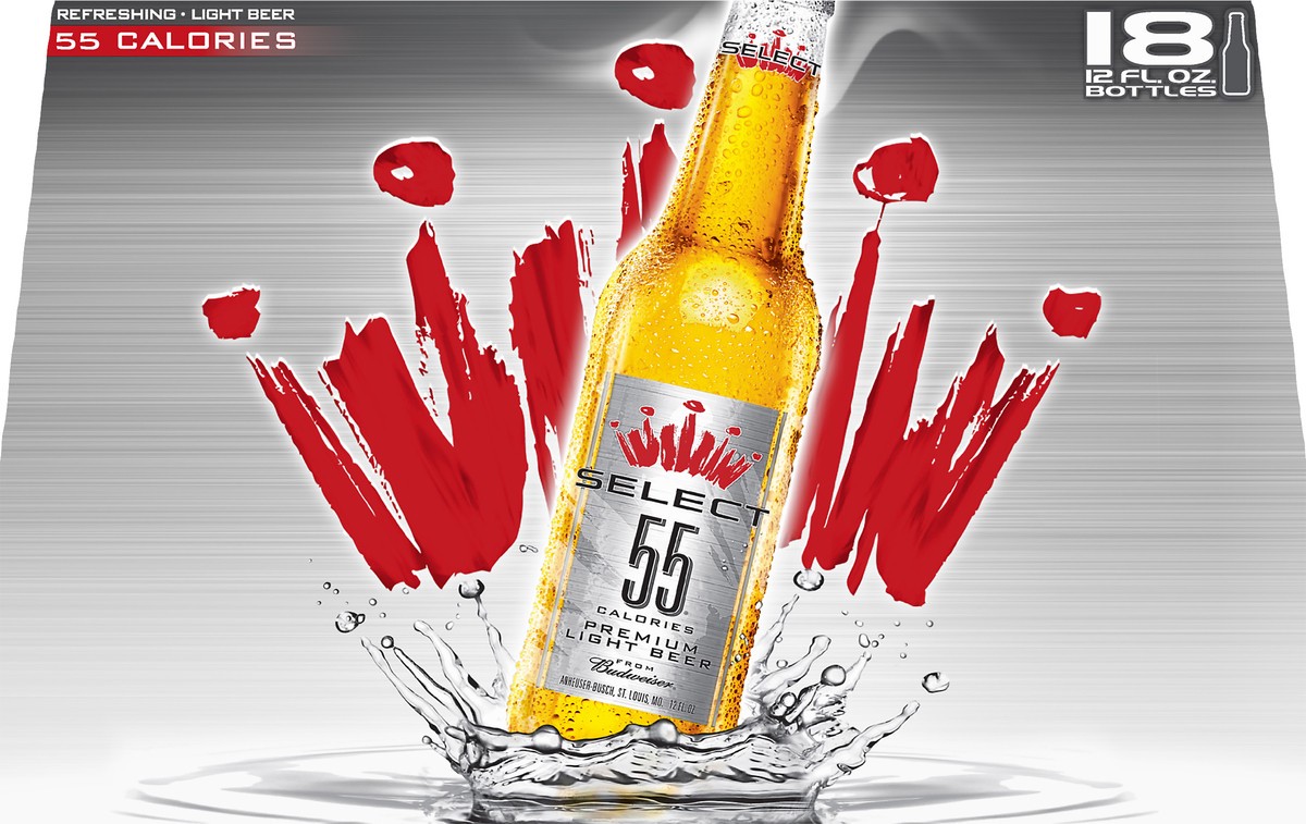 slide 1 of 8, Select 55 Premium Light Beer 18 ea, 18 ct; 12 fl oz