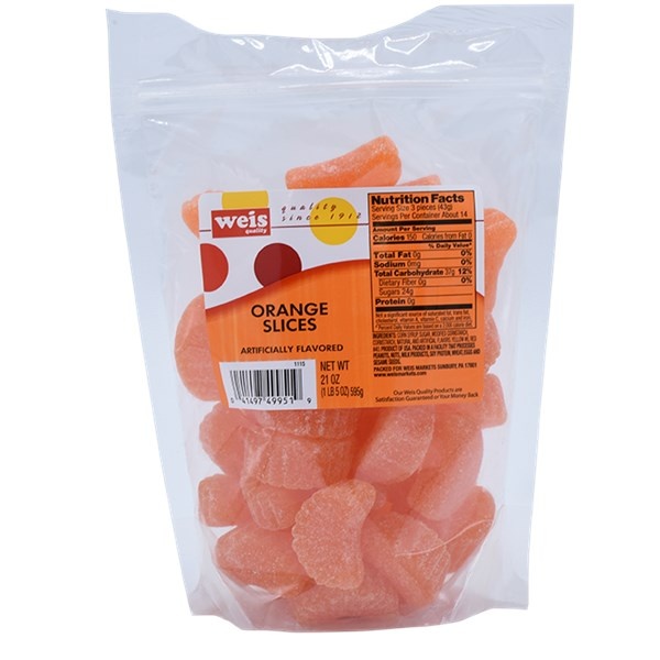 slide 1 of 1, Weis Quality Orange Slices Candy, 21 oz