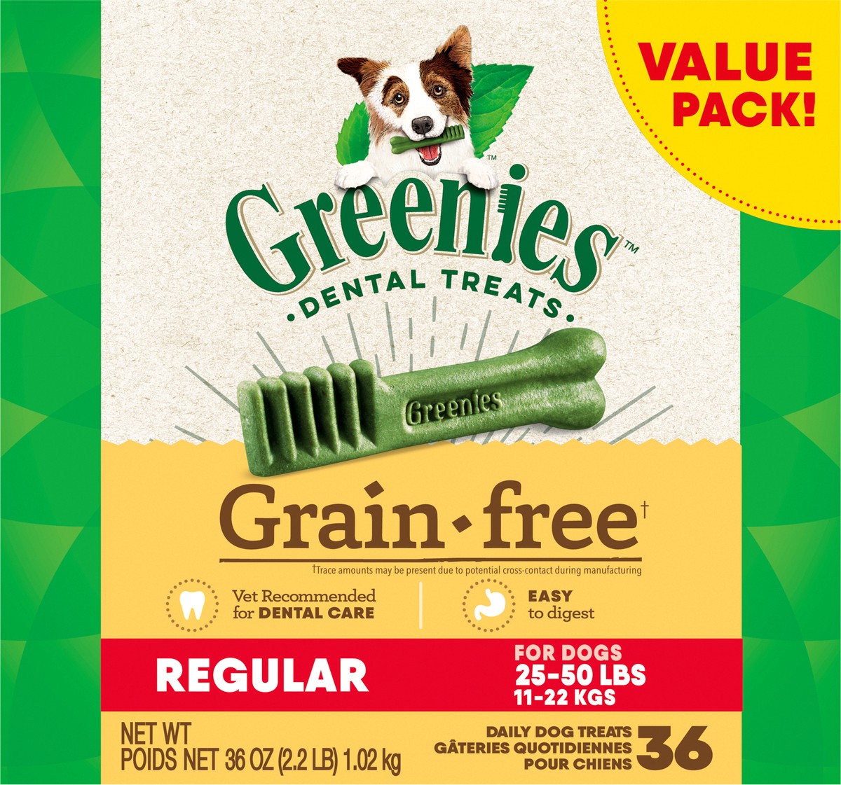 slide 1 of 4, Greenies Grain-Free Regular Dental Treats 36 ea, 36 oz