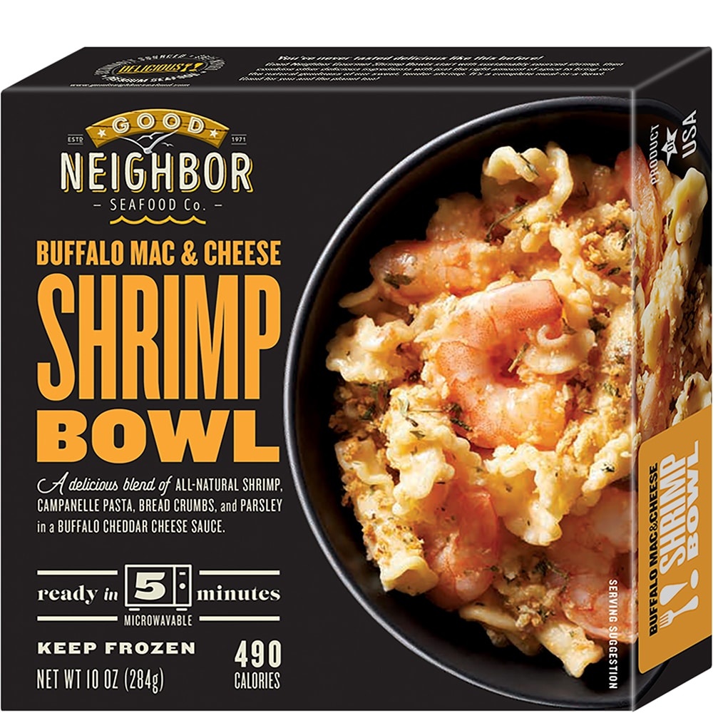 slide 1 of 1, Good Neighbor Seafood Co. Buffalo Mac & Cheese Shrimp Bowl Frozen Meal, 10 oz