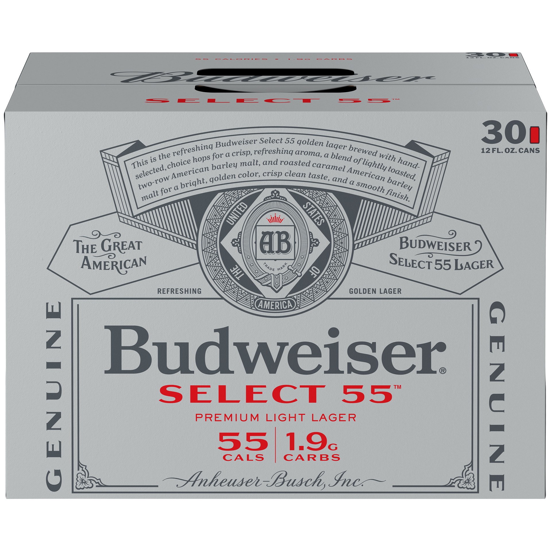 slide 4 of 4, Budweiser Select 55 Premium Light Lager 30 ea, 30 ct