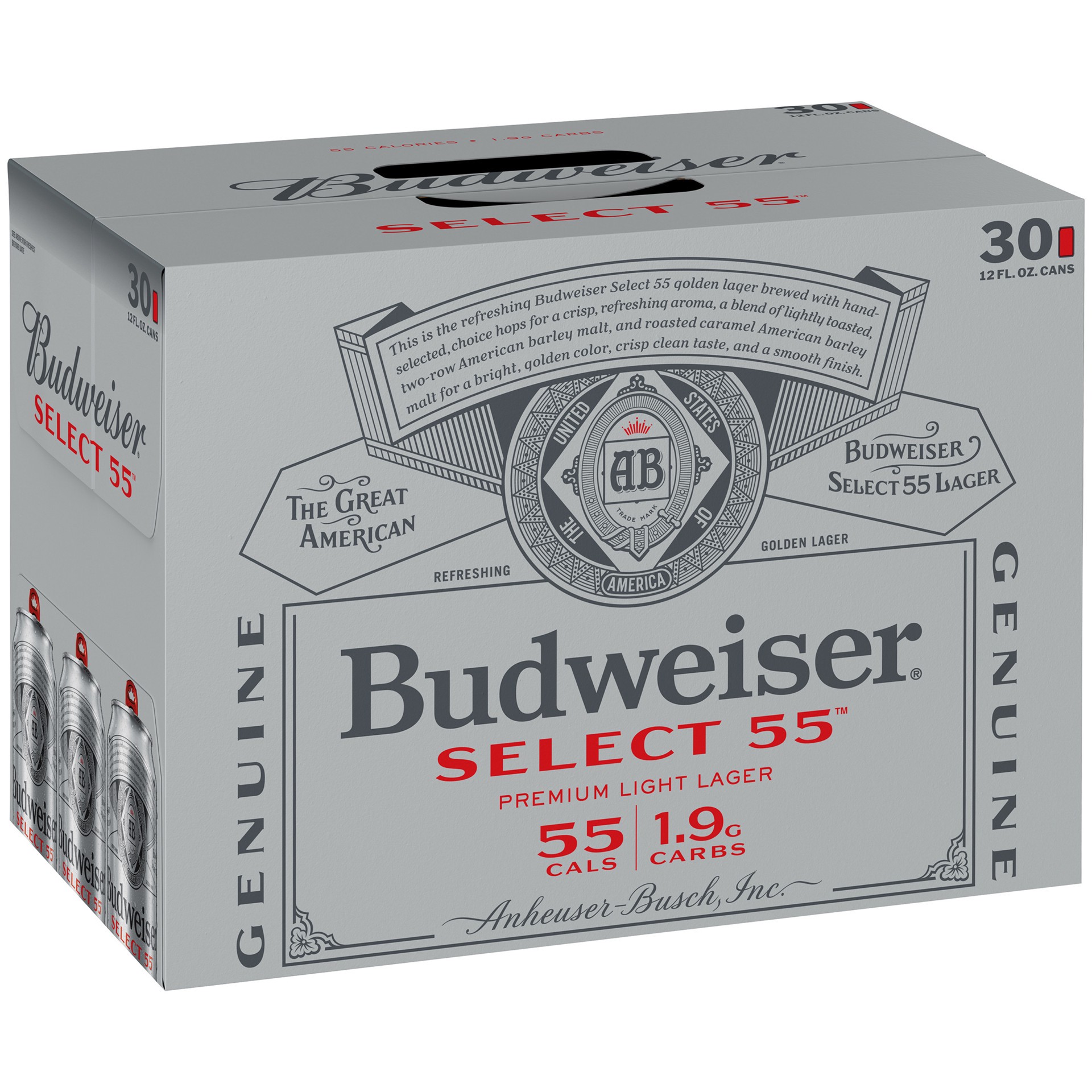 slide 3 of 4, Budweiser Select 55 Premium Light Lager 30 ea, 30 ct