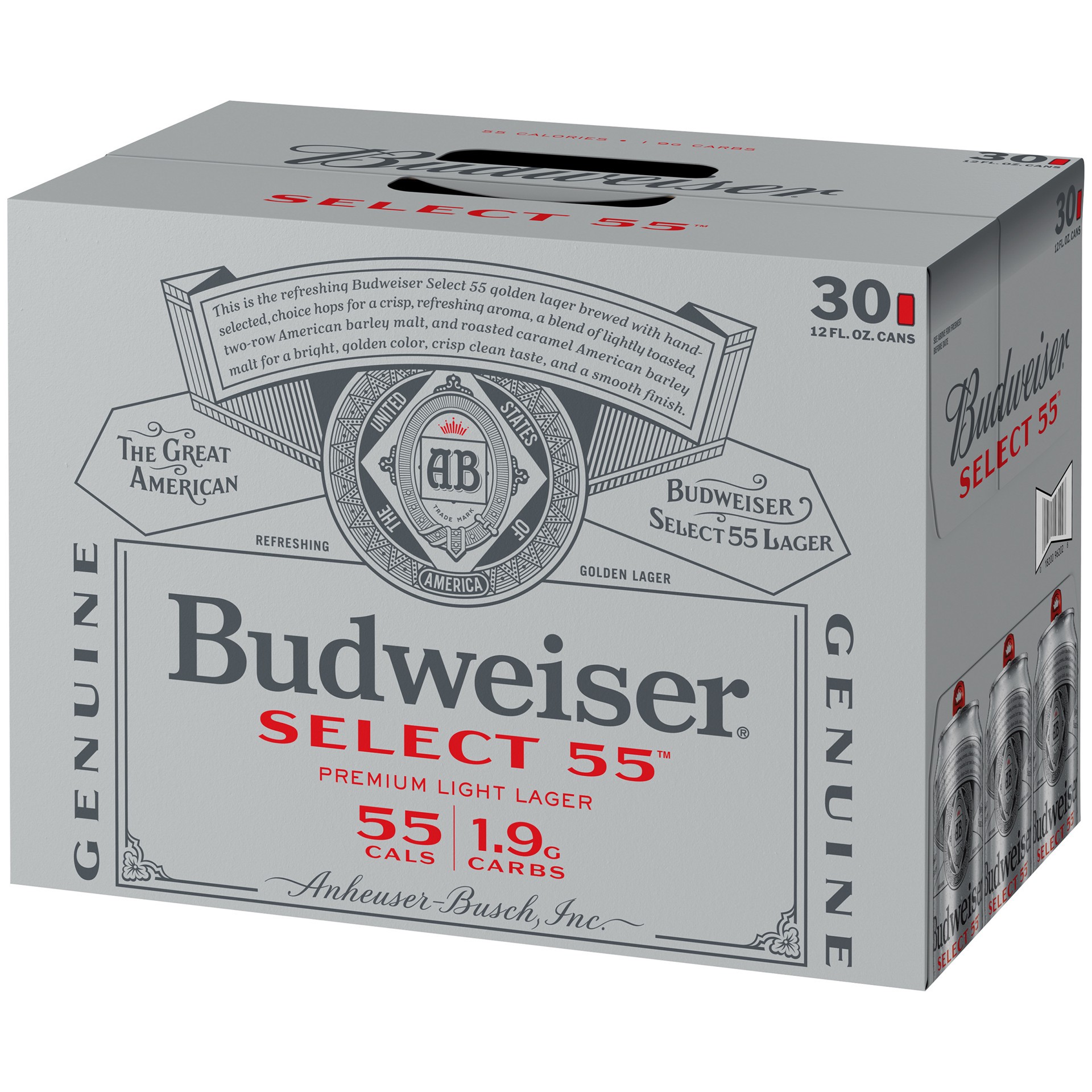 slide 2 of 4, Budweiser Select 55 Premium Light Lager 30 ea, 30 ct