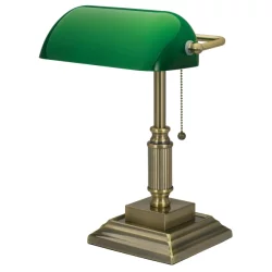 Realspace Traditional Banker's Lamp, 14-3/4''H, Antique Brass