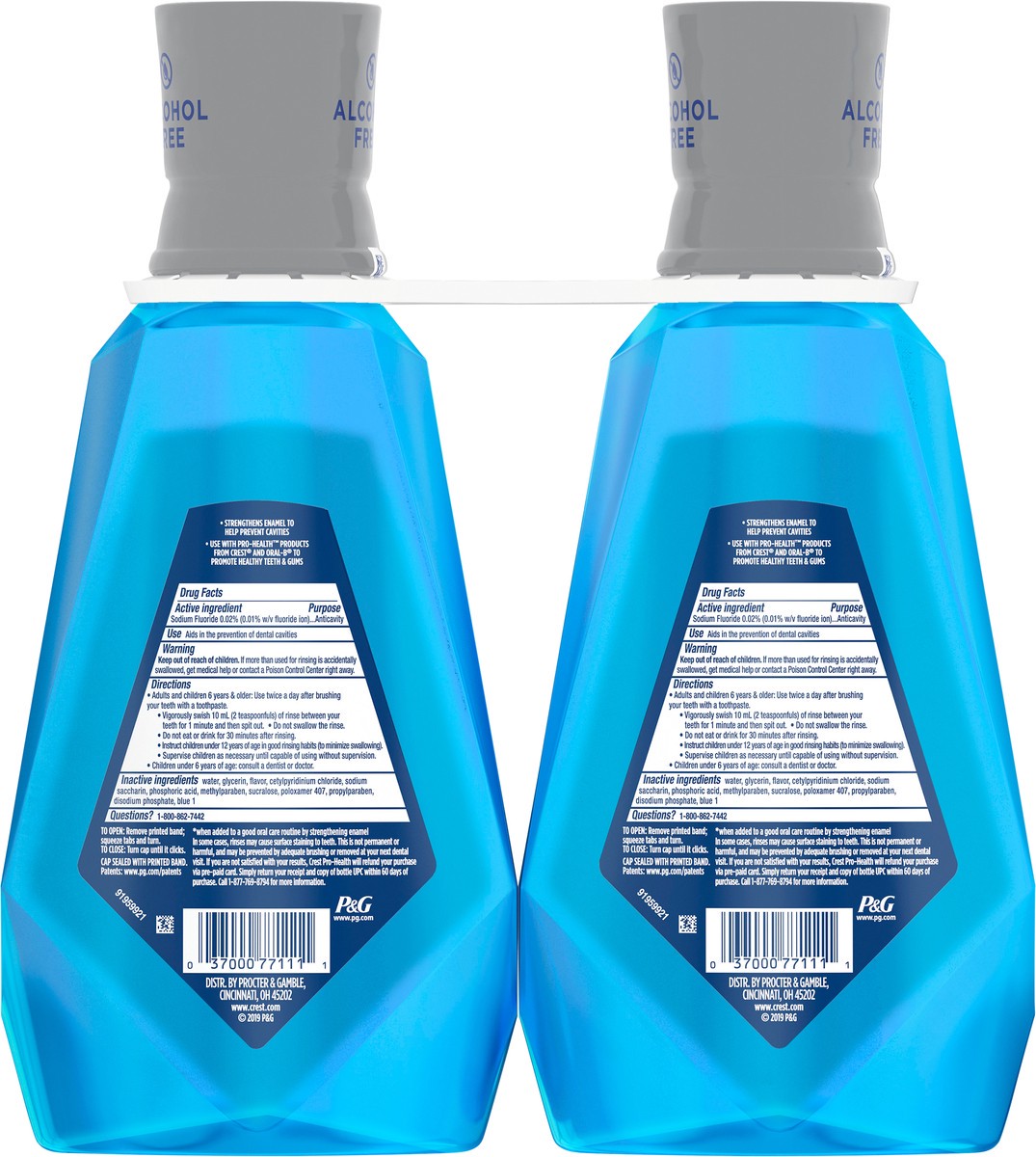 slide 3 of 8, Crest Pro-Health Advanced Mouthwash, Alcohol Free, Multi-Protection, Fresh Mint, 1 L (33.8 fl oz), Pack of 2, 2 ct