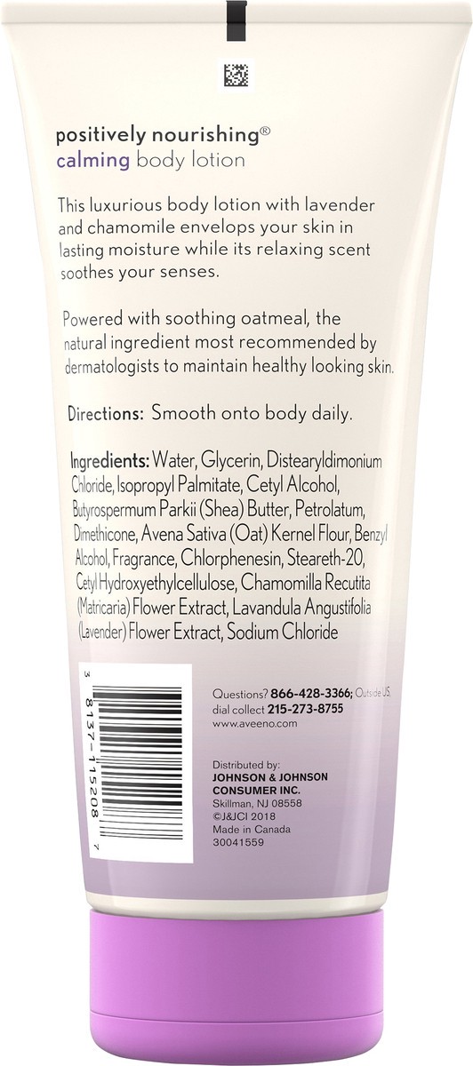 slide 5 of 7, Aveeno Positively Nourishing Calming Body Lotion with Lavender, Chamomile, Soothing Oatmeal & Shea Butter, Daily Moisturizing Lotion for All-Day Hydration & Dry Skin Relief, 7 oz, 7 oz