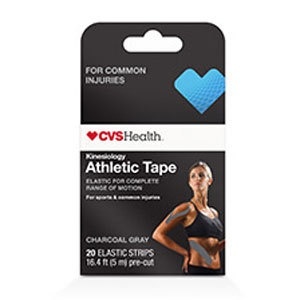 slide 1 of 1, CVS Health Kinesiology Athletic Tape, Charcoal Gray, 20 ct