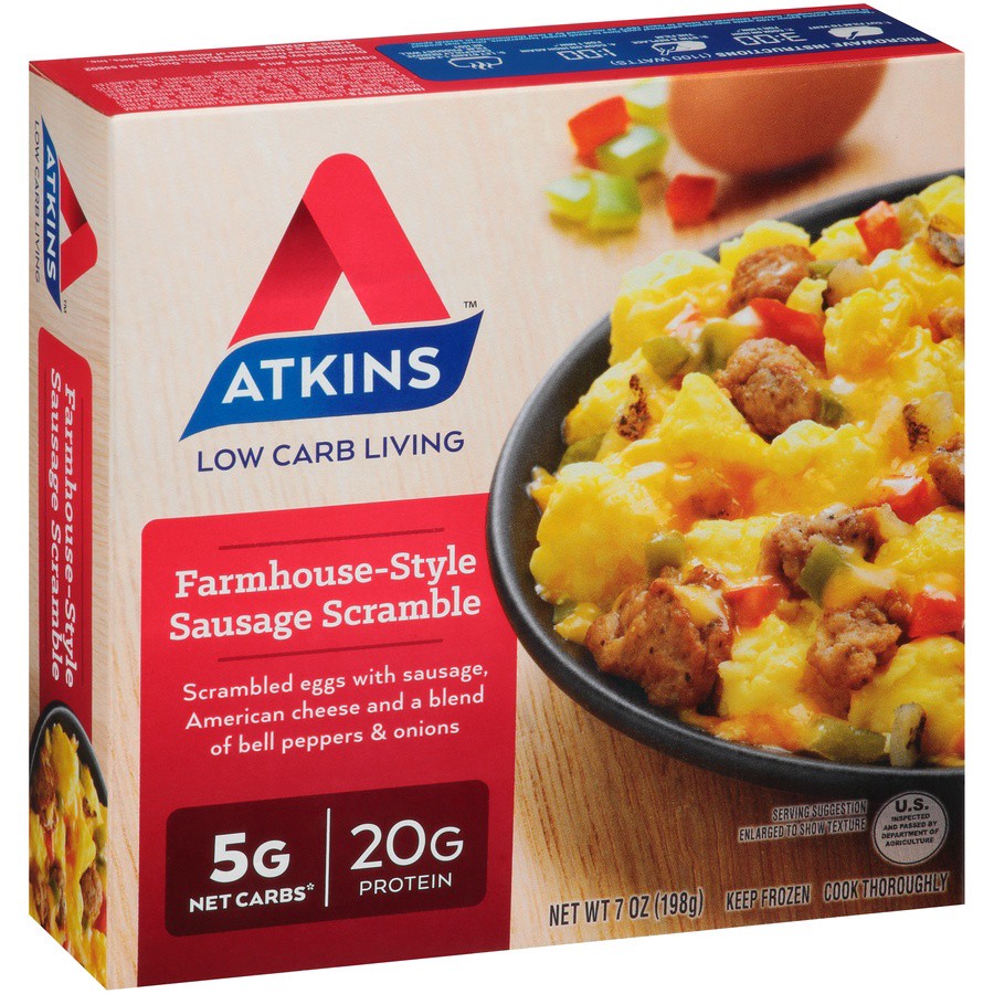 slide 7 of 8, Atkins Sausage Scramble, 7 oz