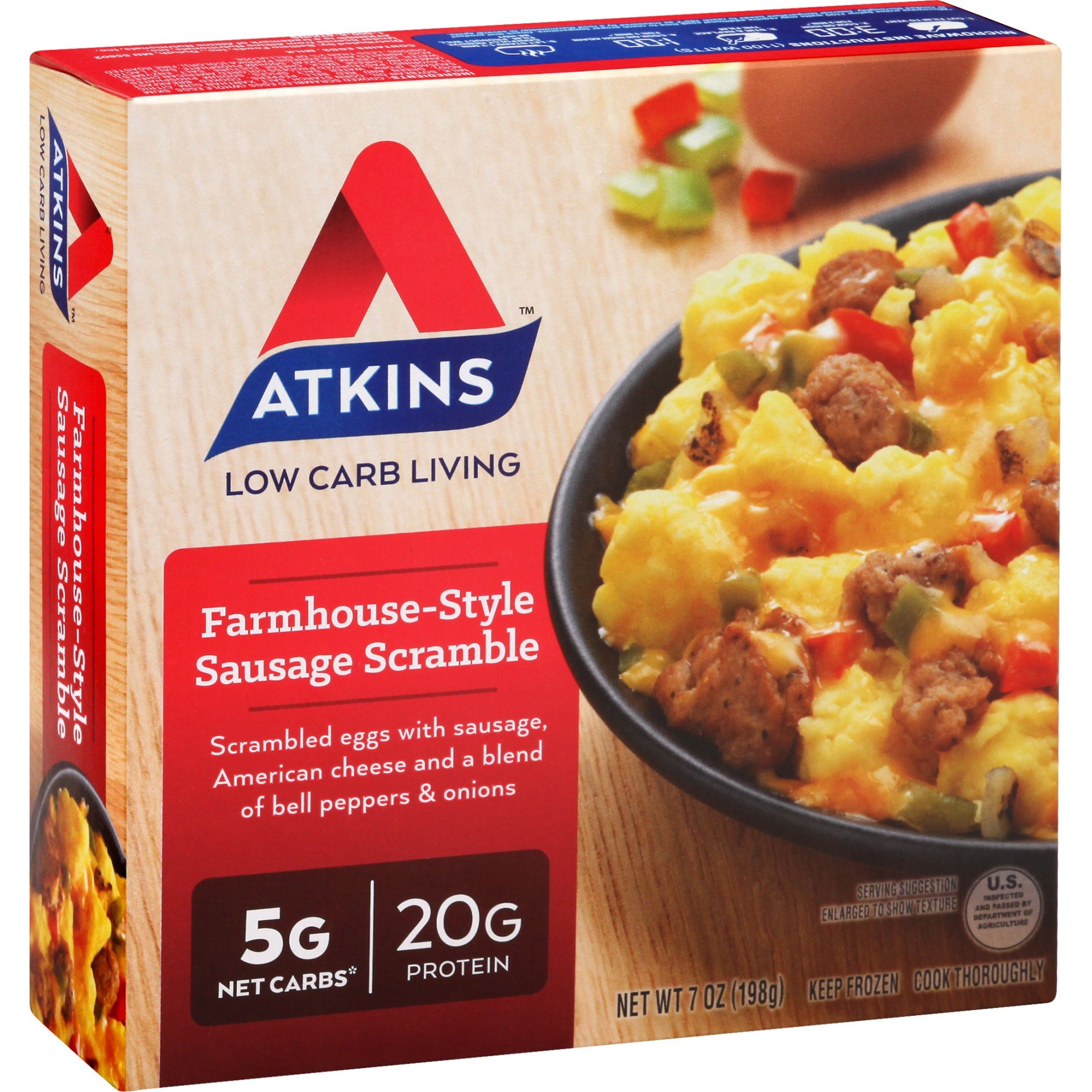 slide 1 of 8, Atkins Sausage Scramble, 7 oz