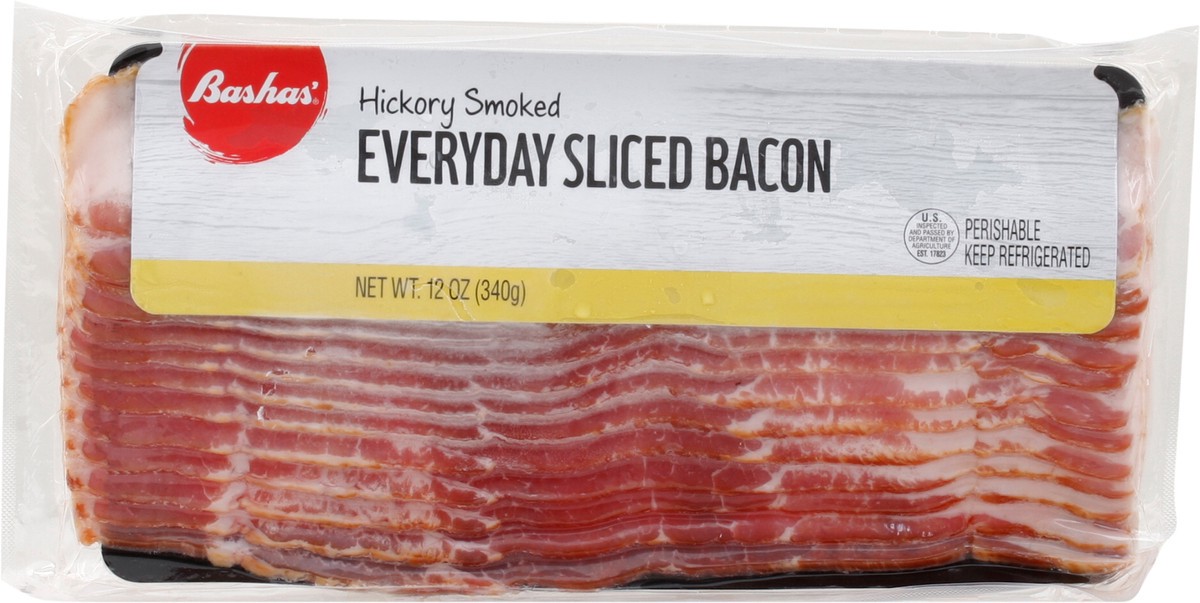 slide 3 of 13, Bashas Hickory Smoked Bacon, 12 oz
