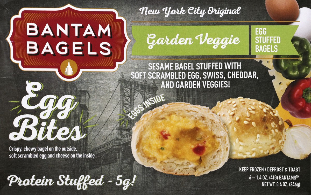 slide 5 of 5, Bantam Bagels Garden Veggie Egg Bites, 8.4 oz