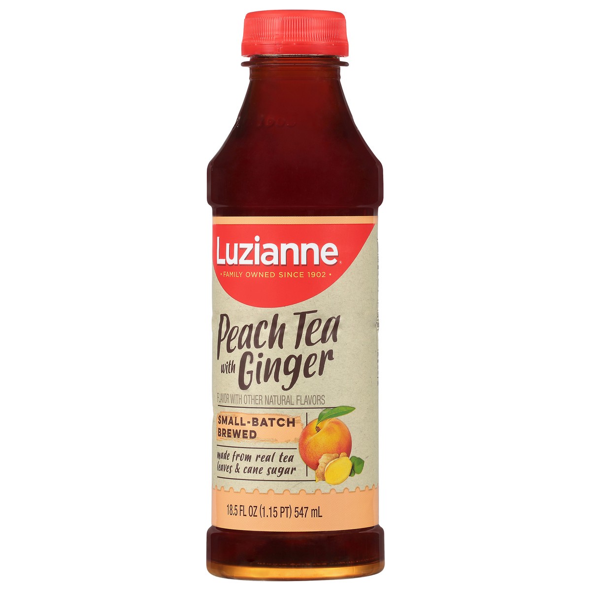 slide 2 of 9, Luzianne Small-Batch Brewed with Ginger Peach Tea 18.5 fl oz, 18.5 oz