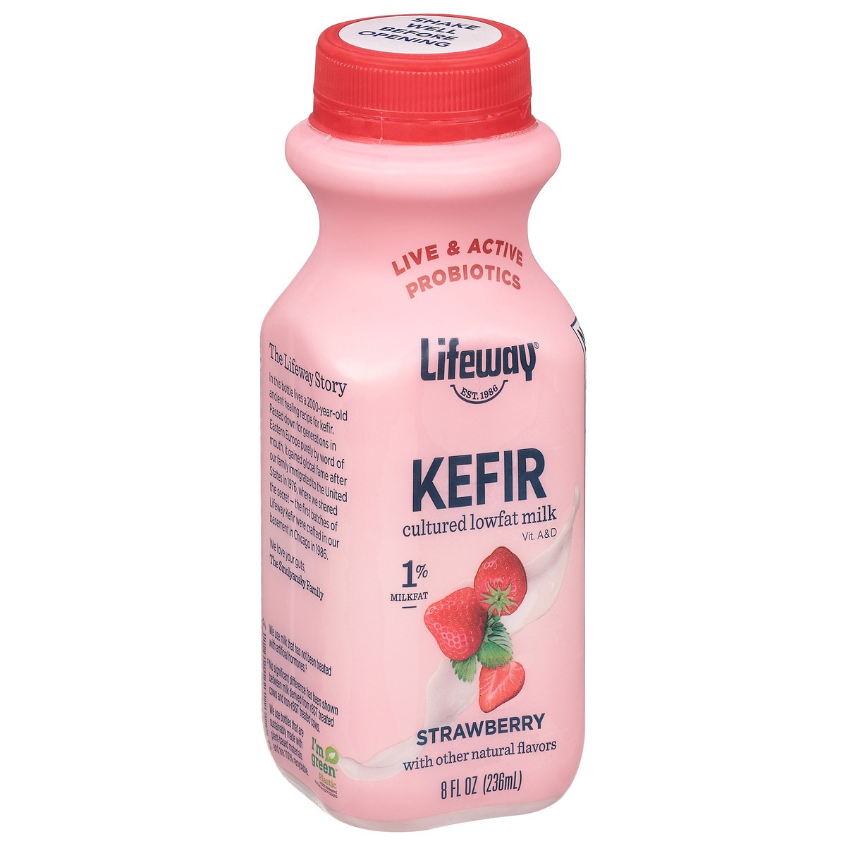slide 2 of 9, Lifeway 1% Milkfat Lowfat Strawberry Kefir 8 fl oz, 8 fl oz