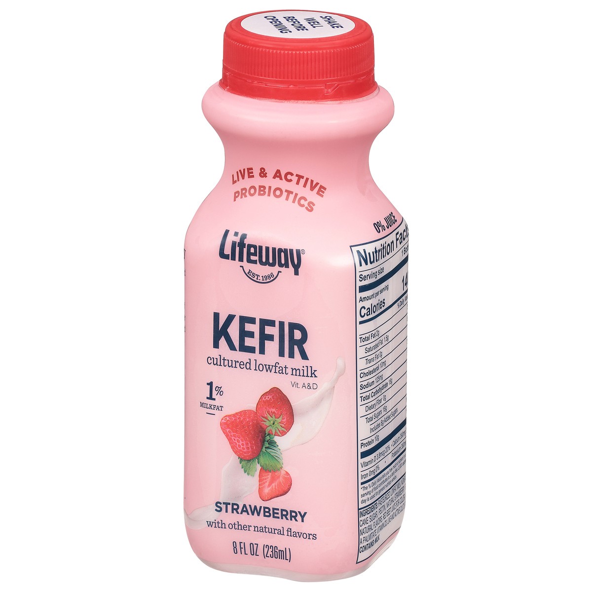 slide 3 of 9, Lifeway 1% Milkfat Lowfat Strawberry Kefir 8 fl oz, 8 fl oz