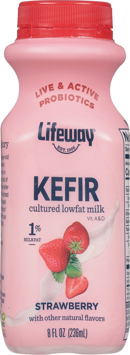slide 6 of 9, Lifeway 1% Milkfat Lowfat Strawberry Kefir 8 fl oz, 8 fl oz