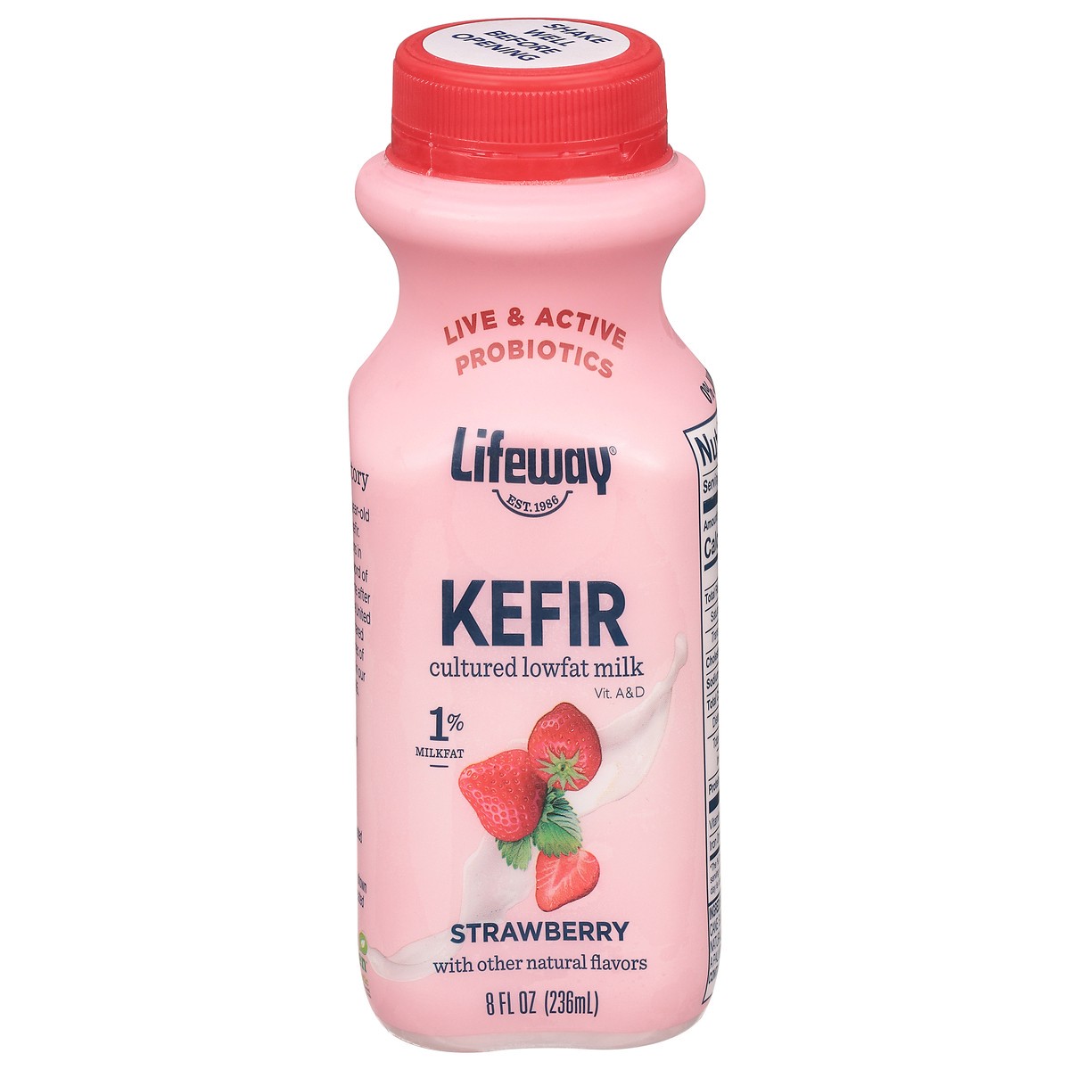 slide 1 of 9, Lifeway 1% Milkfat Lowfat Strawberry Kefir 8 fl oz, 8 fl oz