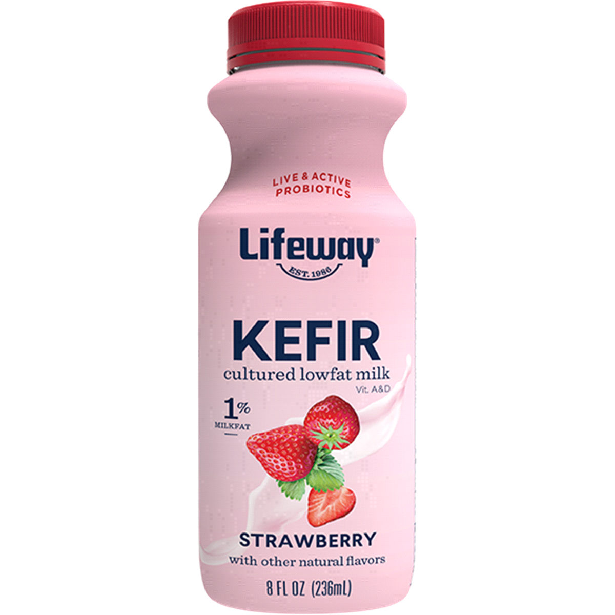slide 1 of 1, Lifeway Strawberry Cultured Lowfat Milk Kefir, 8 fl oz