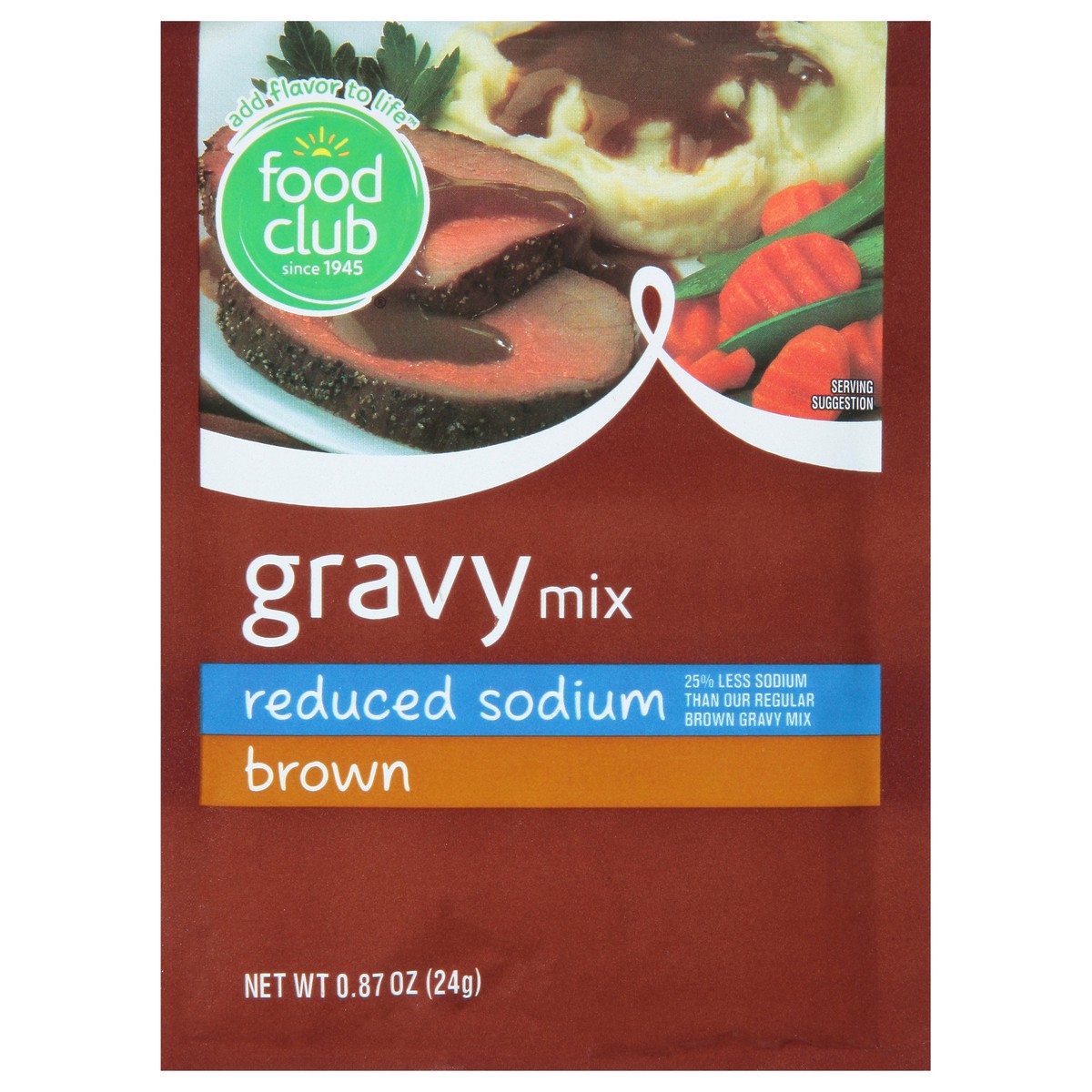 slide 1 of 6, Food Club Reduced Sodium Brown Gravy Mix, 0.87 oz