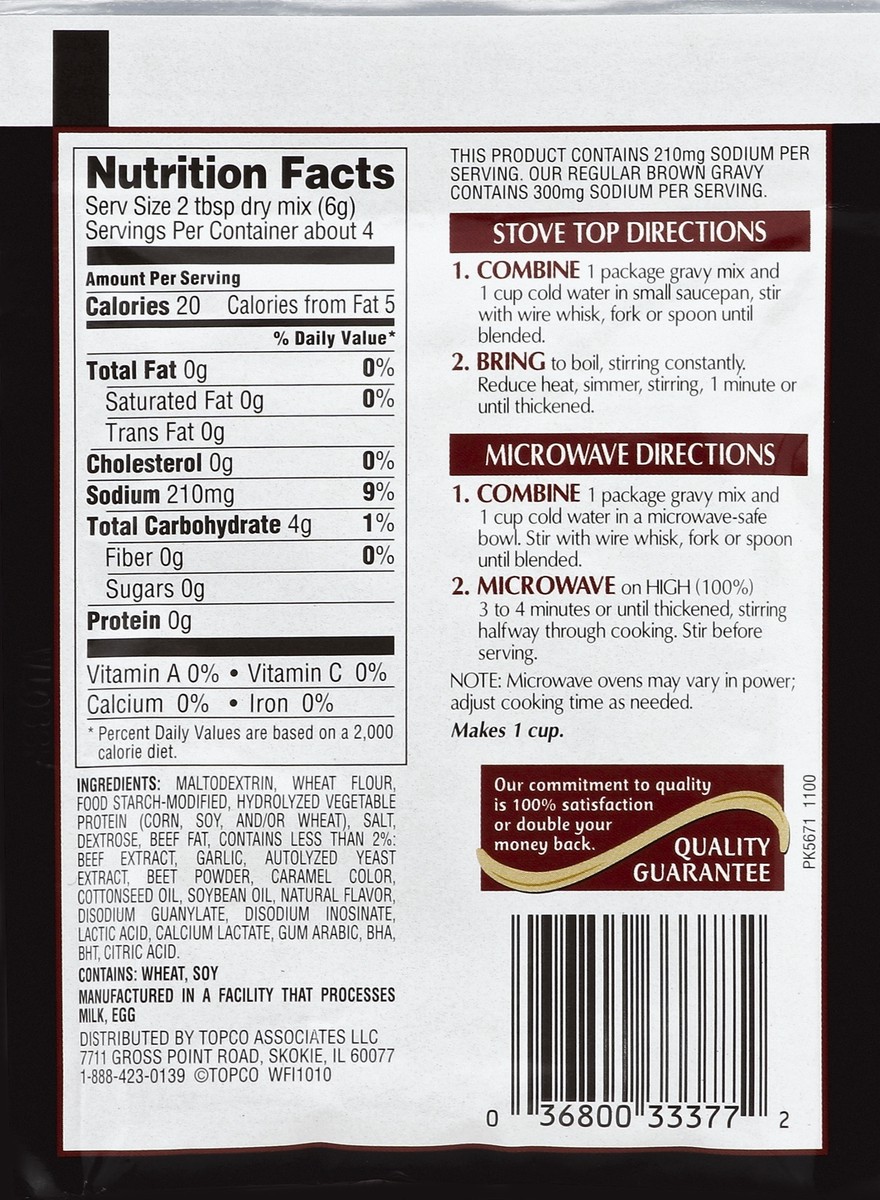 slide 4 of 6, Food Club Reduced Sodium Brown Gravy Mix, 0.87 oz