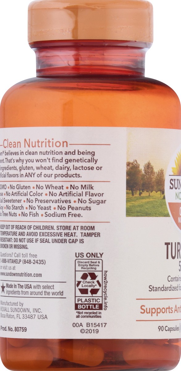 slide 7 of 9, Sundown Naturals Turmeric, 90 ct; 500 mg