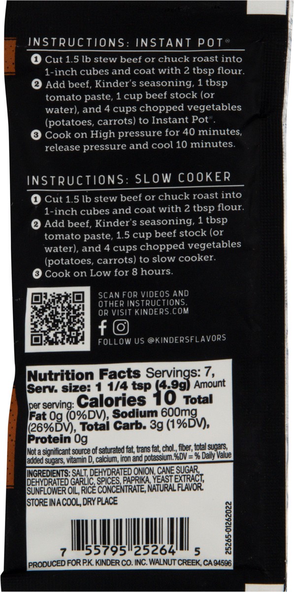 slide 7 of 9, Kinder's Grandpa's Beef Stew Seasoning Mix 1.2 oz, 1.2 oz