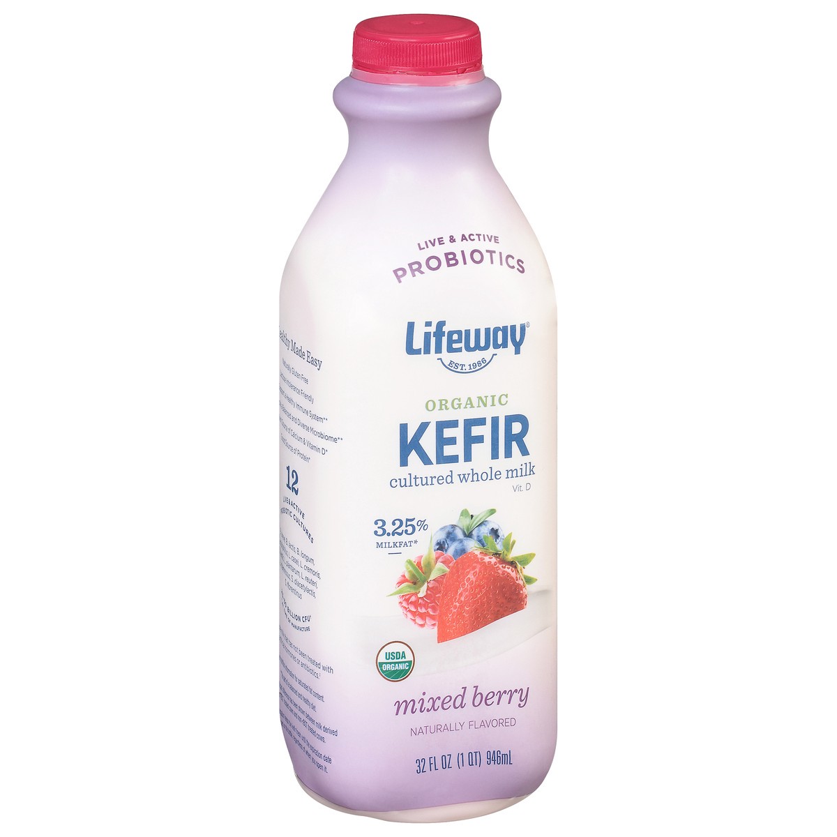 slide 2 of 9, Lifeway Berries Kefir Low Fat Cultured Milk, 32 fl oz