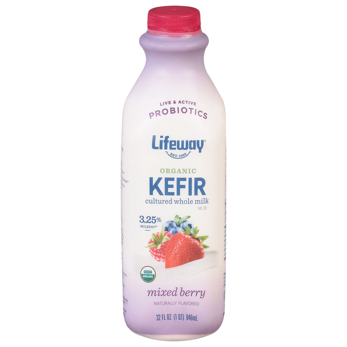 slide 1 of 9, Lifeway Berries Kefir Low Fat Cultured Milk, 32 fl oz