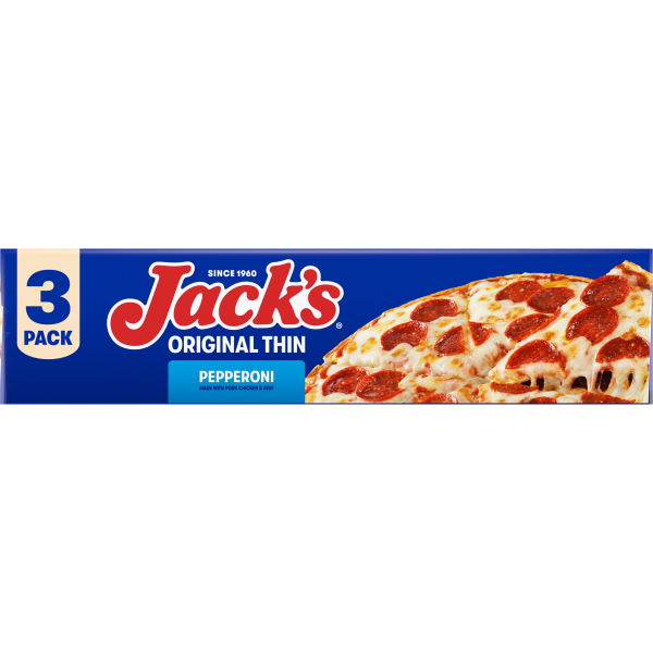 slide 13 of 22, Jack's Original Thin Crust Pepperoni Frozen Pizza (Pack of 3), 43.1 oz
