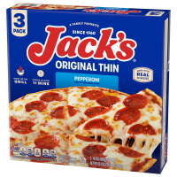 slide 10 of 22, Jack's Original Thin Crust Pepperoni Frozen Pizza (Pack of 3), 43.1 oz