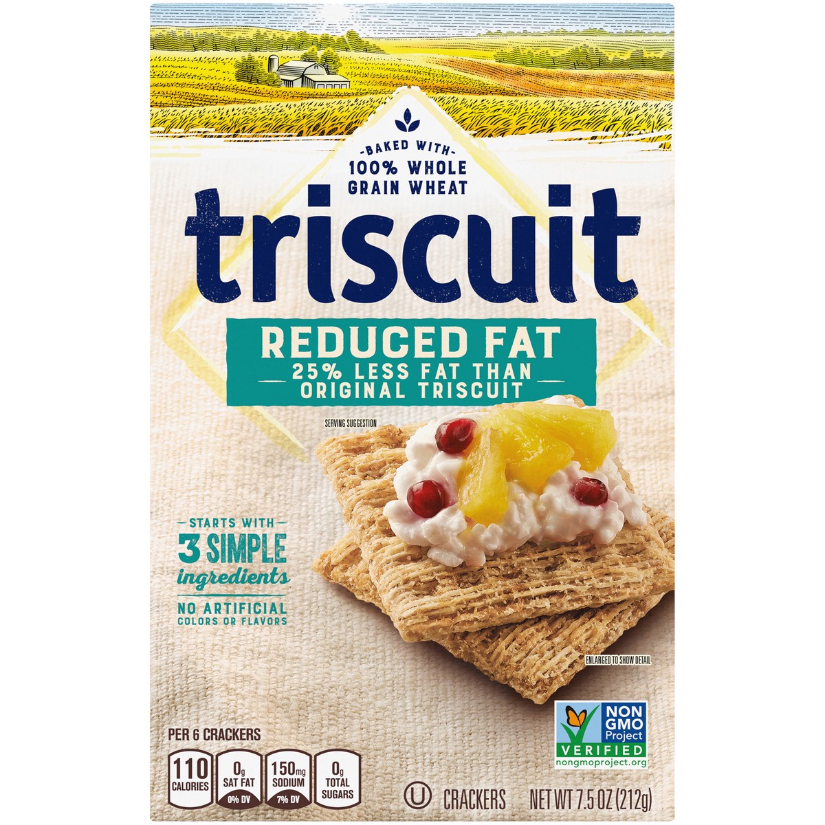 slide 8 of 9, Triscuit Reduced Fat Whole Grain Wheat Crackers, Vegan Crackers, 7.5 oz, 7.5 oz