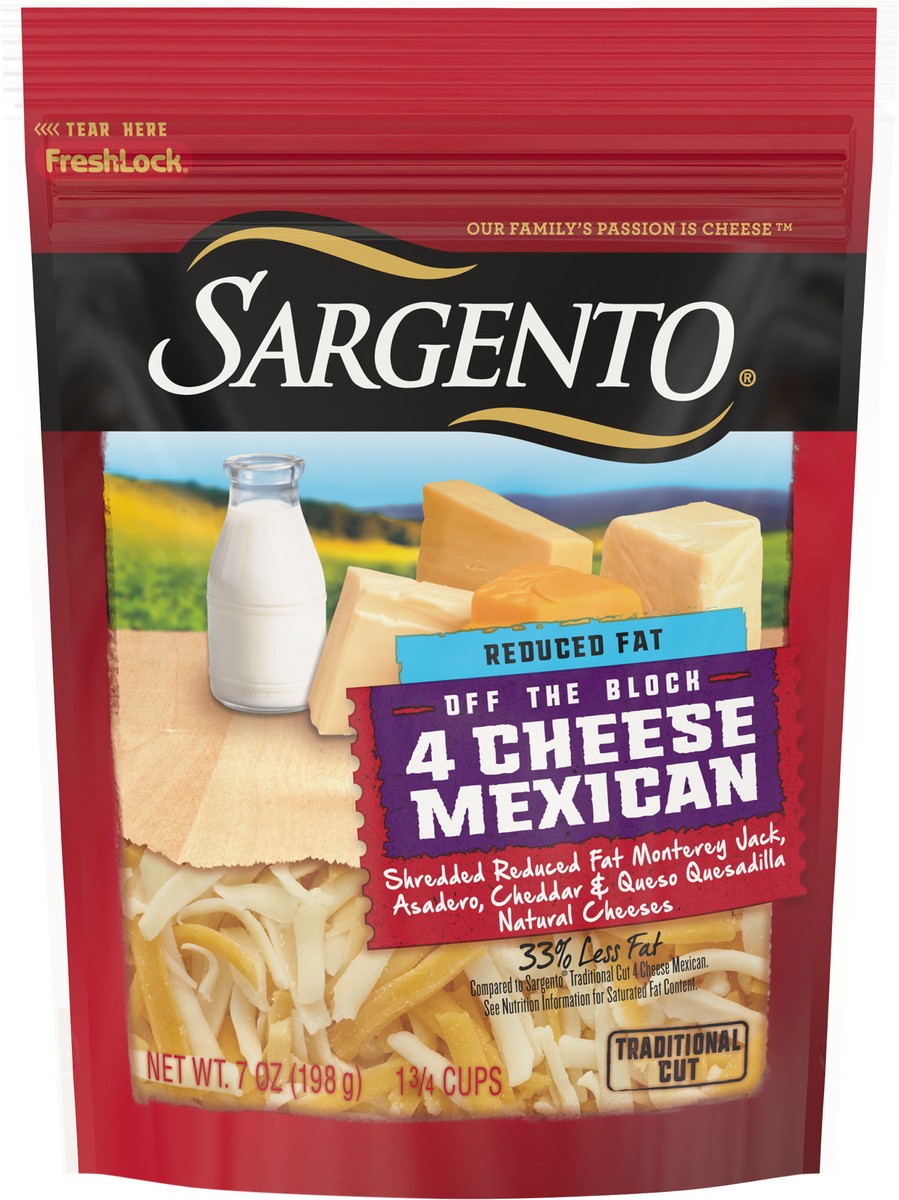 slide 7 of 8, Sargento Shredded Reduced Fat 4 Cheese Mexican Natural Cheese, 7 oz., 7 oz