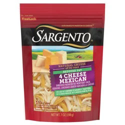 Sargento Shredded Reduced Fat 4 Cheese Mexican Natural Cheese, 7 oz.