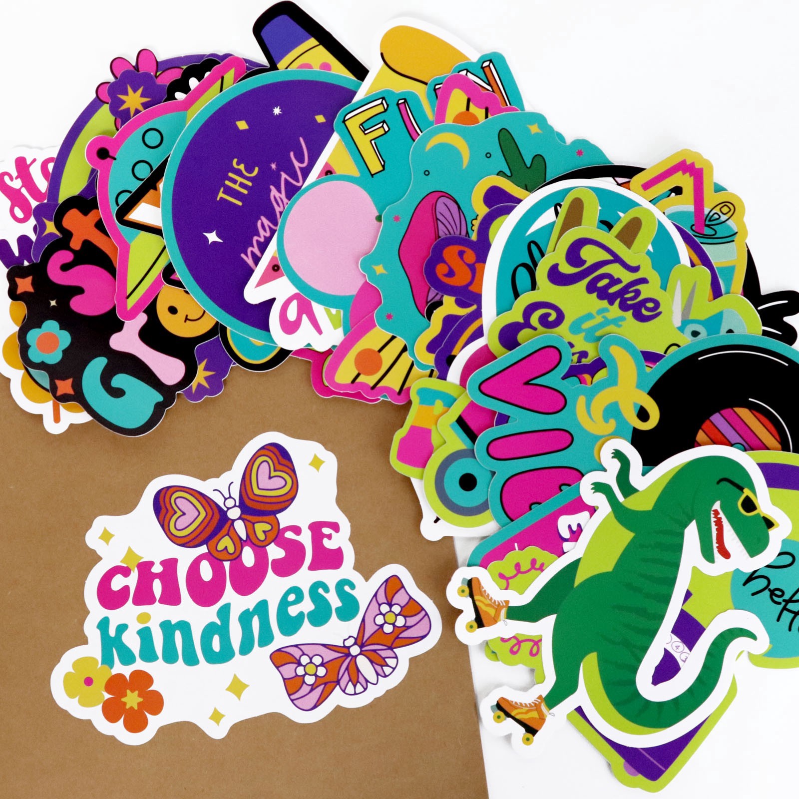 slide 6 of 8, Groovy Dino Vinyl Die Cut Stickers By Recollections, 13.97 ct; 16.51 cm