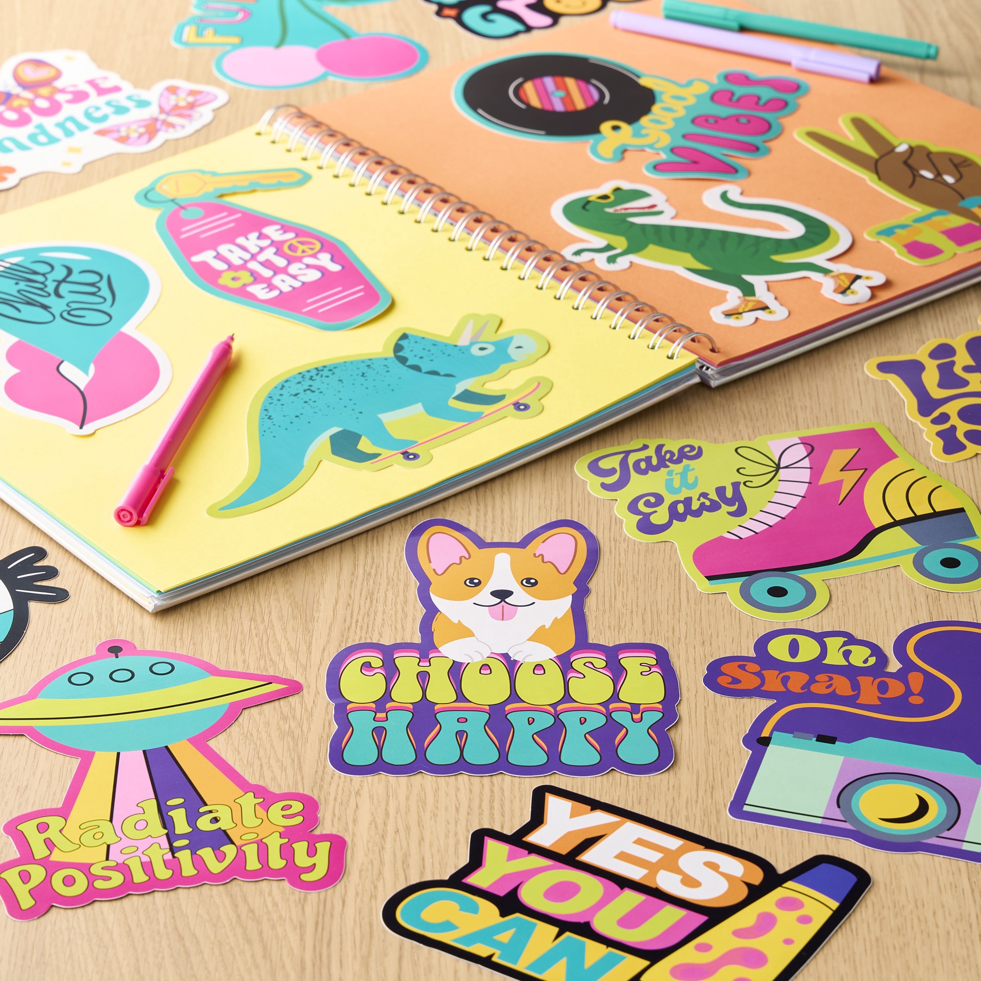 slide 2 of 8, Groovy Dino Vinyl Die Cut Stickers By Recollections, 13.97 ct; 16.51 cm