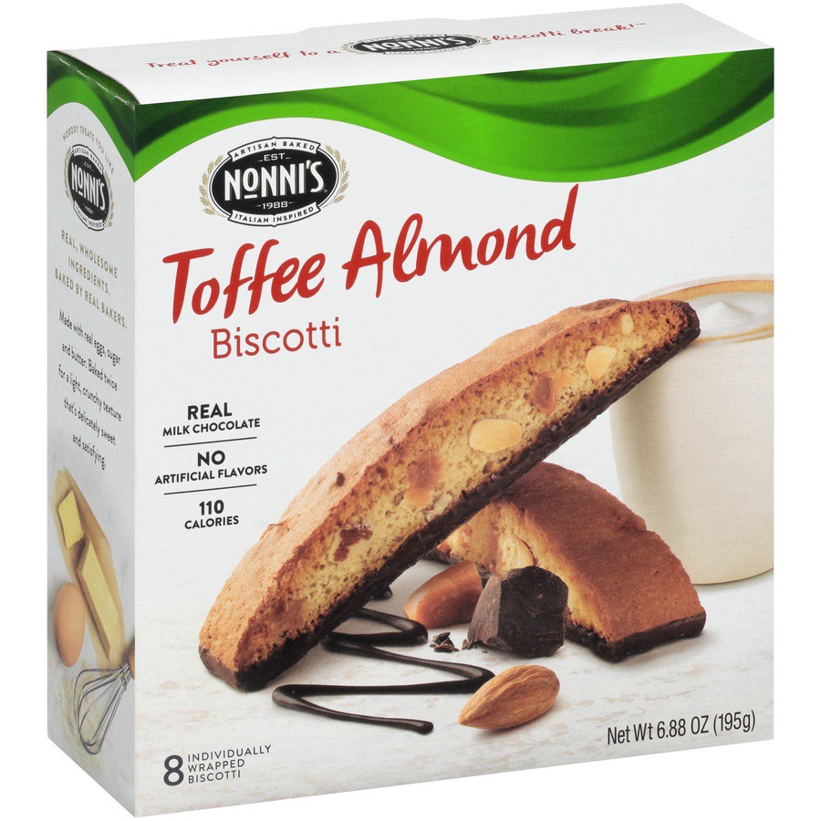 slide 4 of 8, Nonni's Almond Toffee Biscotti, 6.88 oz