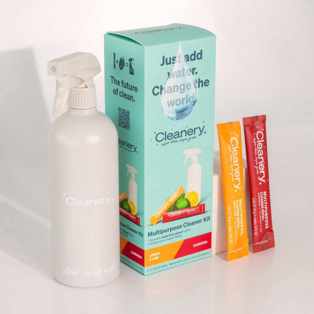 slide 3 of 3, Cleanery Multipurpose Cleaner Kit, Lemon & Lime And Gardenia - 2-.58 Oz Refills, 1 Reusable Bottle - EA, 1 ct