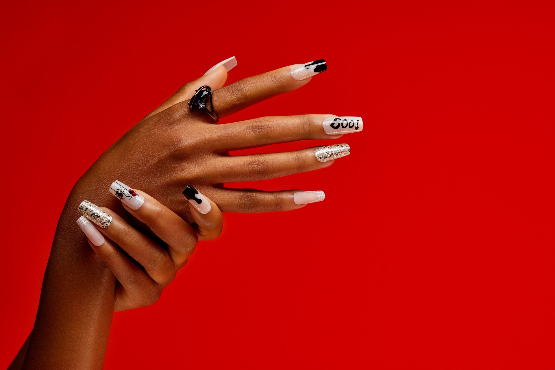 slide 3 of 5, KISS Halloween Special Design Nails, ‘Party Till I Die'', 28 Count, 1 ct