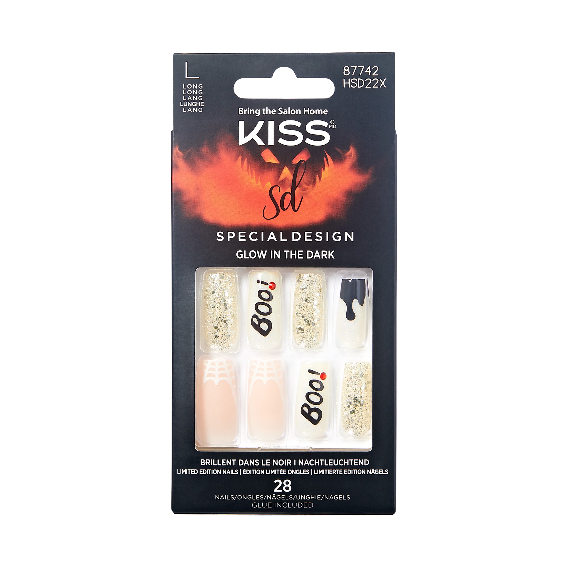 slide 1 of 5, KISS Halloween Special Design Nails, ‘Party Till I Die'', 28 Count, 1 ct