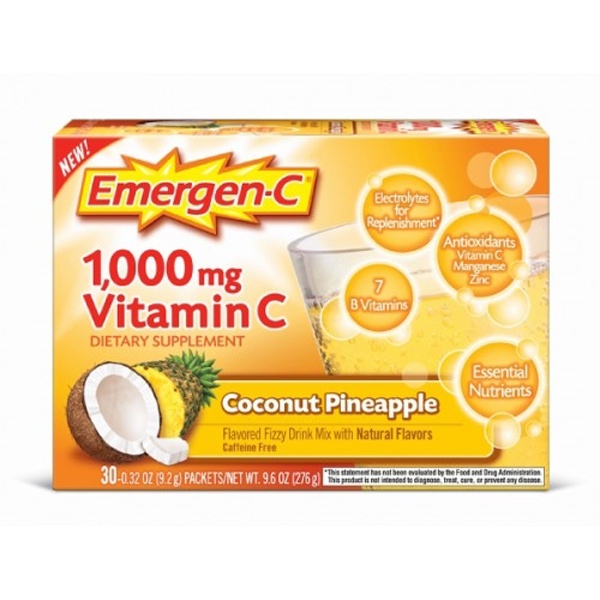 slide 1 of 1, Emergen-C Coconut Pineapple Vitamin C Drink Mix, 30 ct; 0.32 oz