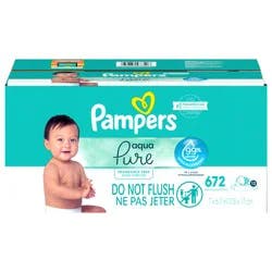 Pampers Aqua Pure Sensitive Baby Wipes, 99% Water, Hypoallergenic, Unscented Baby Wipes, 672 Baby Wipes Total (12X Flip-Top Packs)