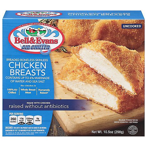 slide 1 of 1, Bell & Evans Chicken Breast Breaded - 12 Oz, 12 oz