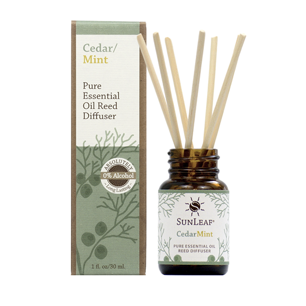 slide 1 of 1, SunLeaf Naturals Sunleaf Cedar Mint Essential Oil Reed Mini Diffuser, 1 ct