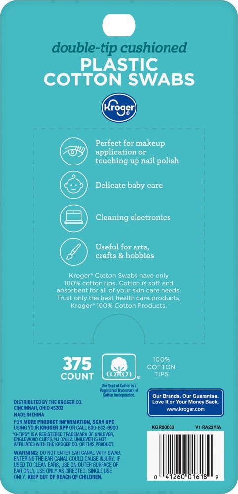 slide 2 of 2, Kroger Plastic Cotton Swabs, 375 ct