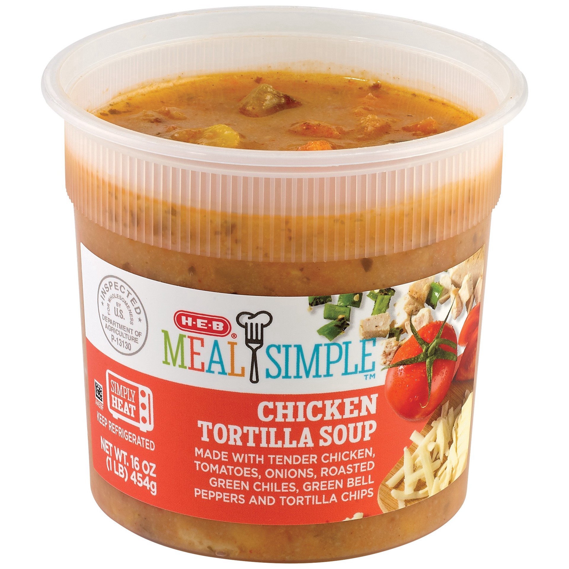 slide 1 of 1, H-E-B Delicatessen Chicken Tortilla Soup, 16 oz