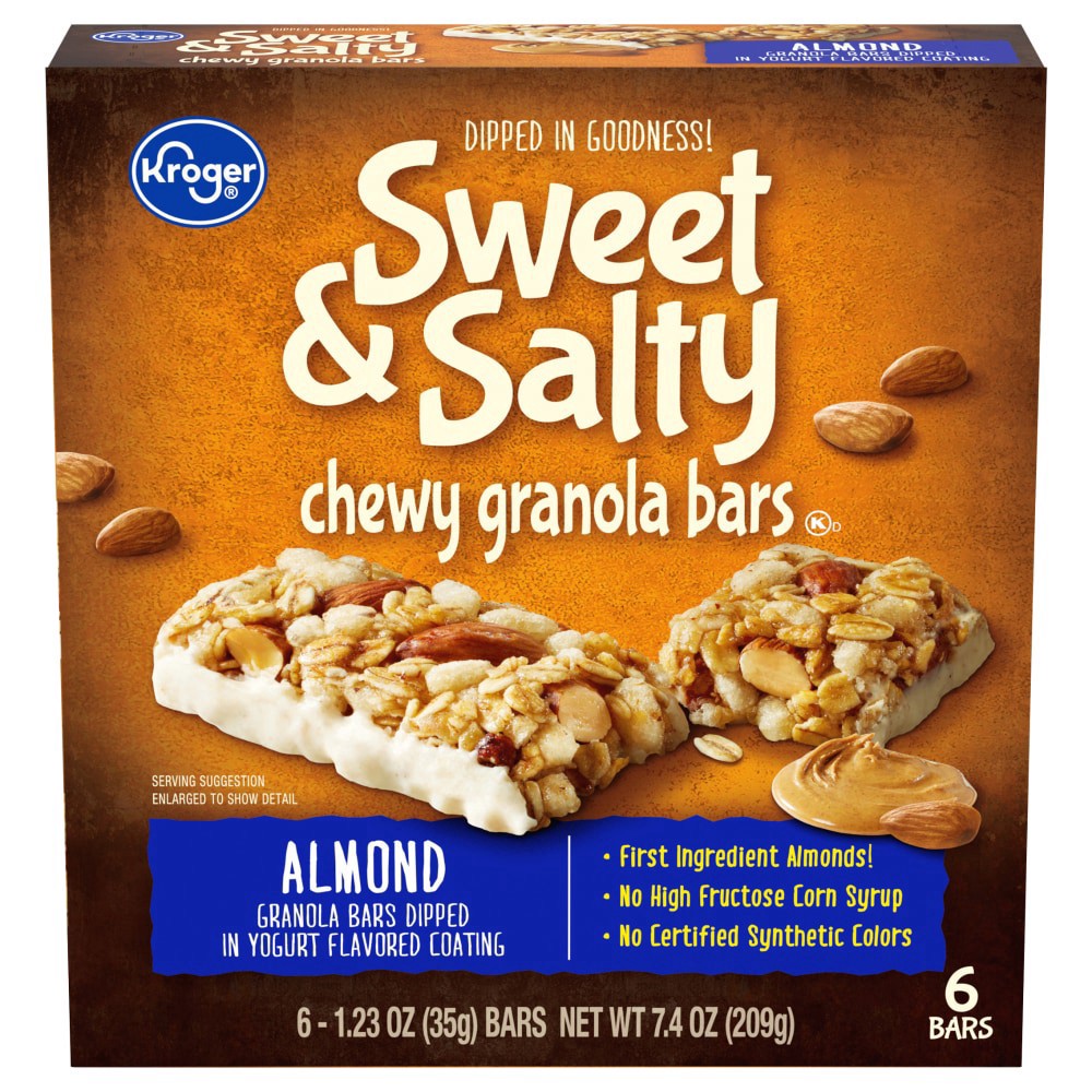 slide 1 of 1, Kroger® Sweet & Salty Almond Chewy Granola Bars, 6 ct