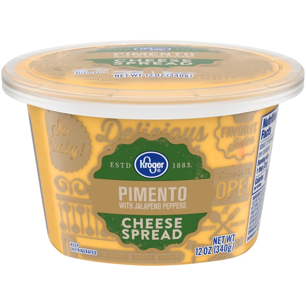 slide 1 of 1, Kroger Pimento With Jalapeno Peppers Cheese Spread, 12 oz